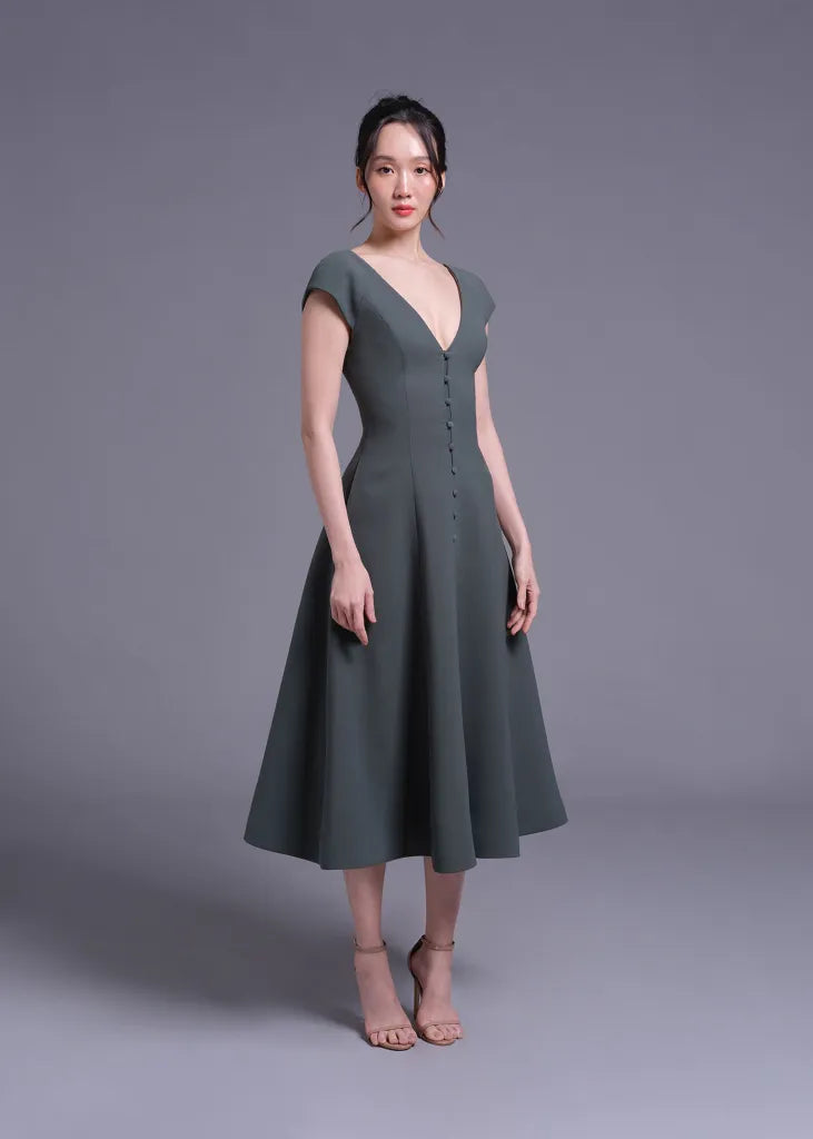 Sycamore V Neck Button Down Dress