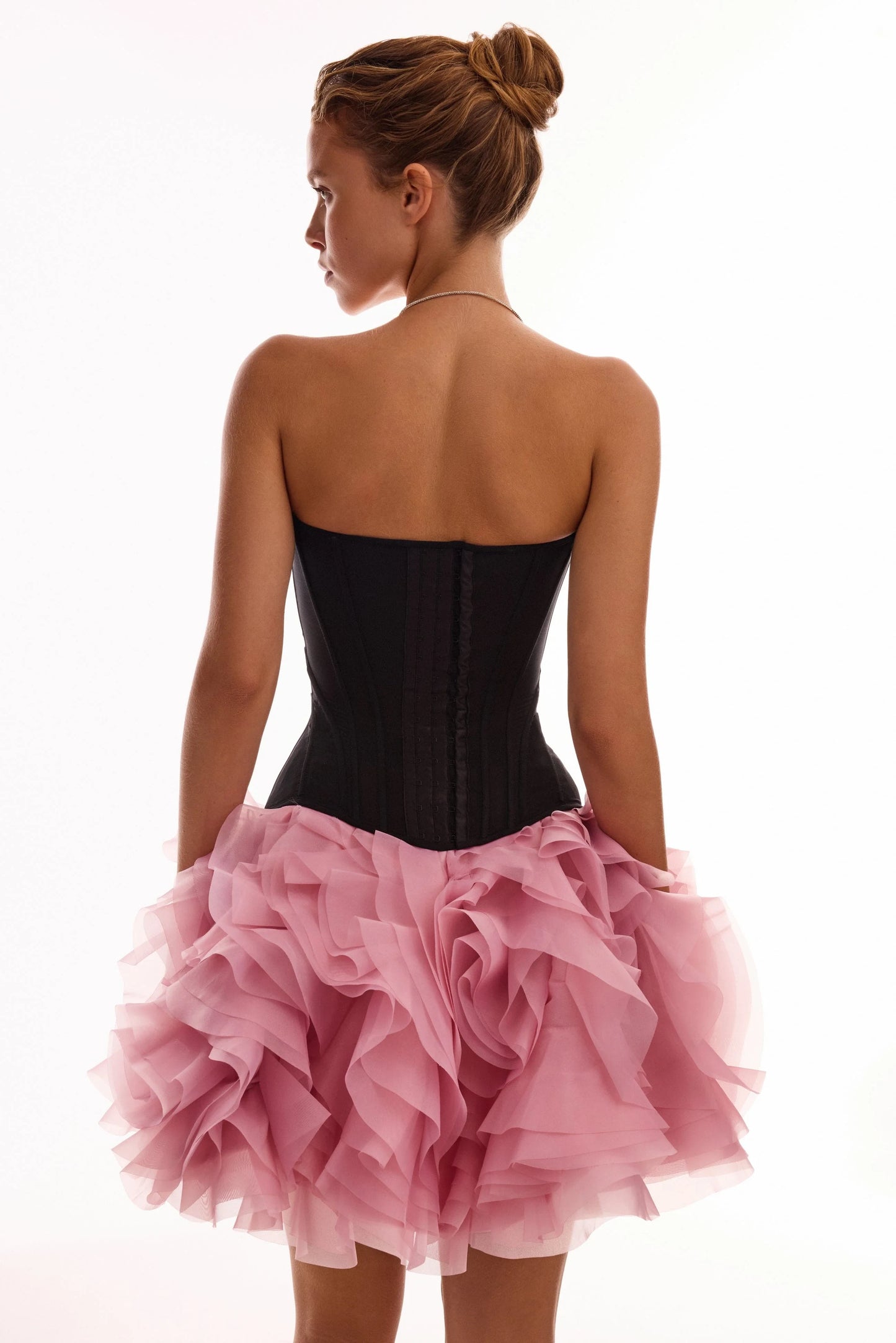 Strapless Corset Top & Ruffled Tulle Mini Skirt Set