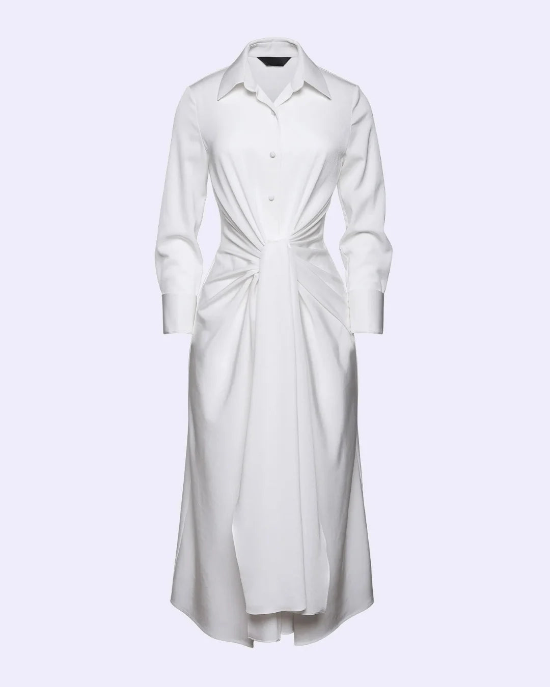 Acetate Shirt Dress with Gathered Tie Detail