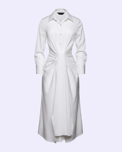 Acetate Shirt Dress with Gathered Tie Detail