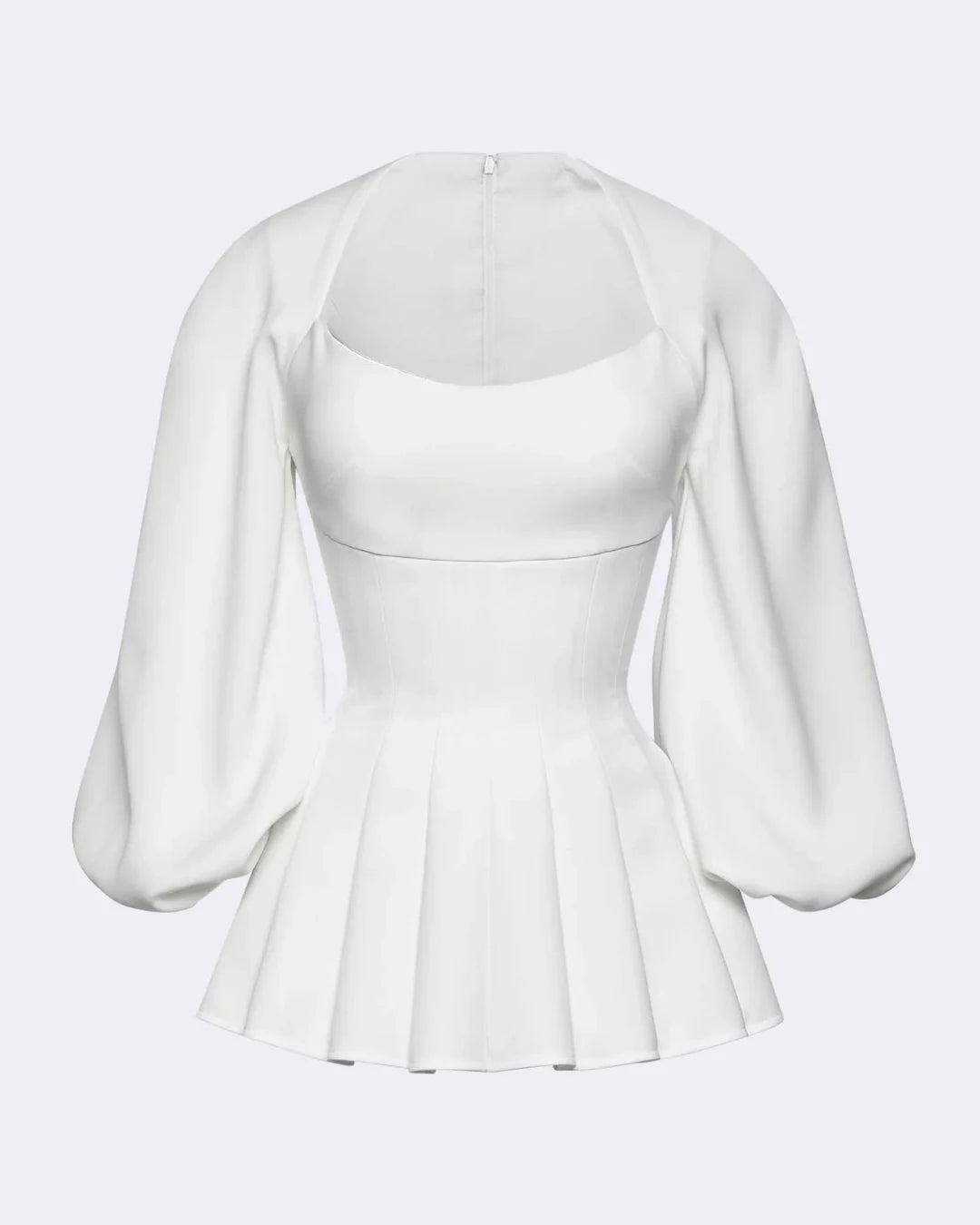 Balloon Sleeve Peplum Flare Top