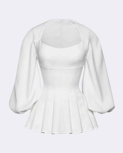 Balloon Sleeve Peplum Flare Top