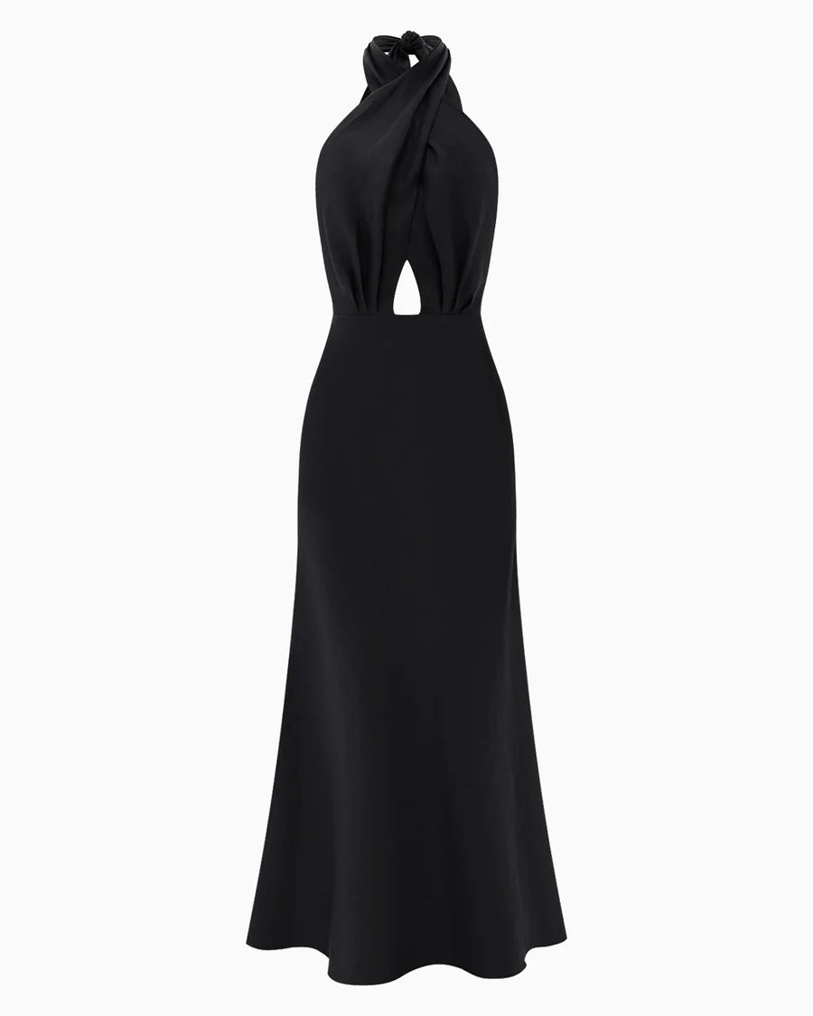 Heliconia Twisted Black Dress