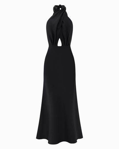 Heliconia Twisted Black Dress