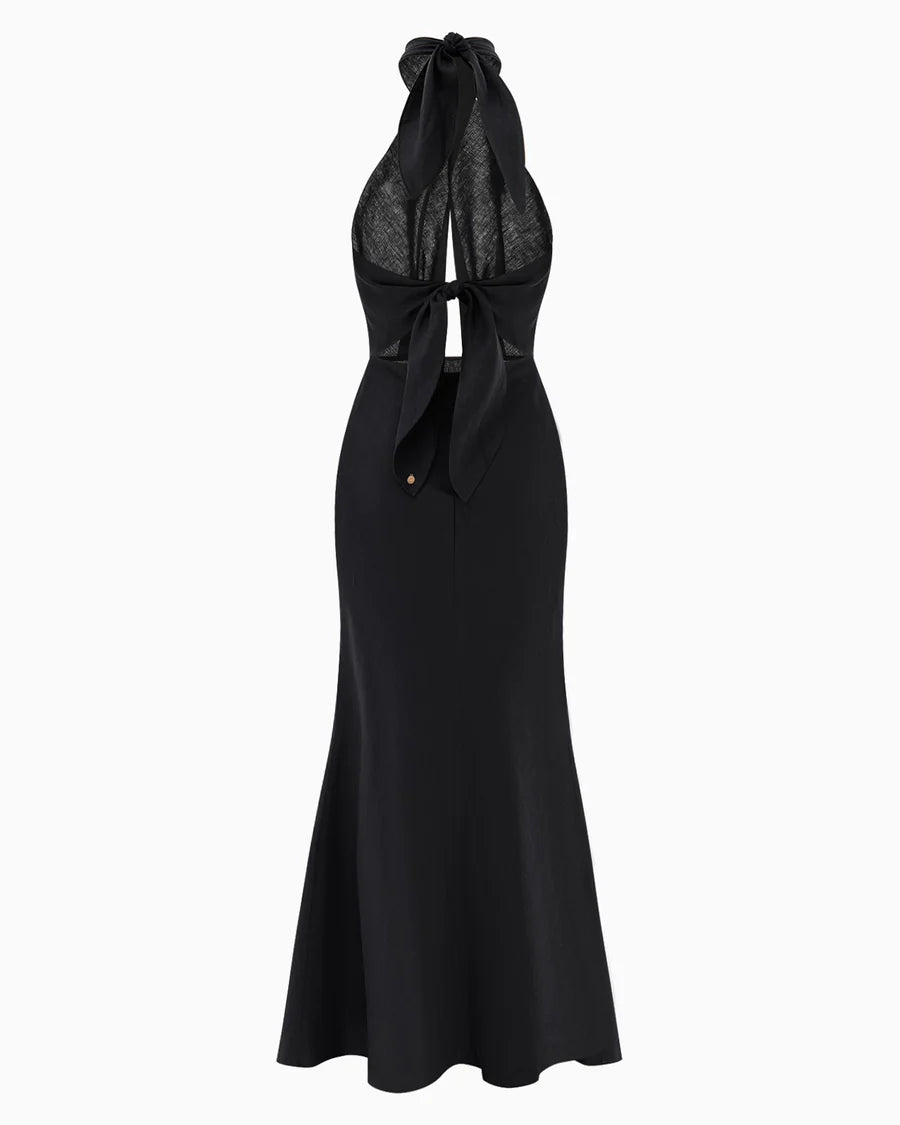 Heliconia Twisted Black Dress