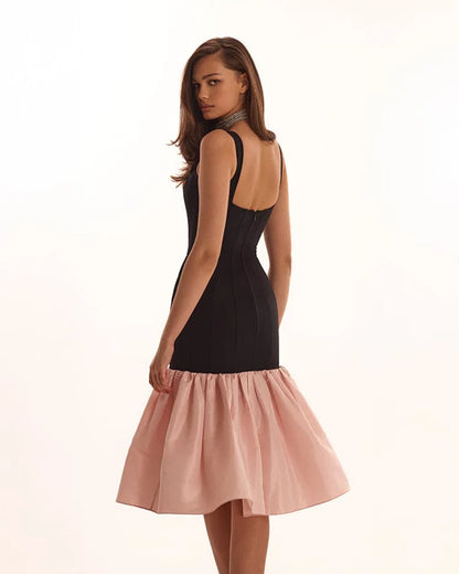Pink Contour maxi dress with Ivory Puffy Tiered Skirt, Parisienne