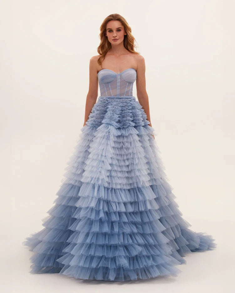 Bluebell Strapless Frill Layered Fluffy Dress