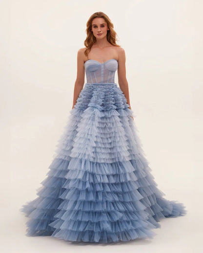Bluebell Strapless Frill Layered Fluffy Dress