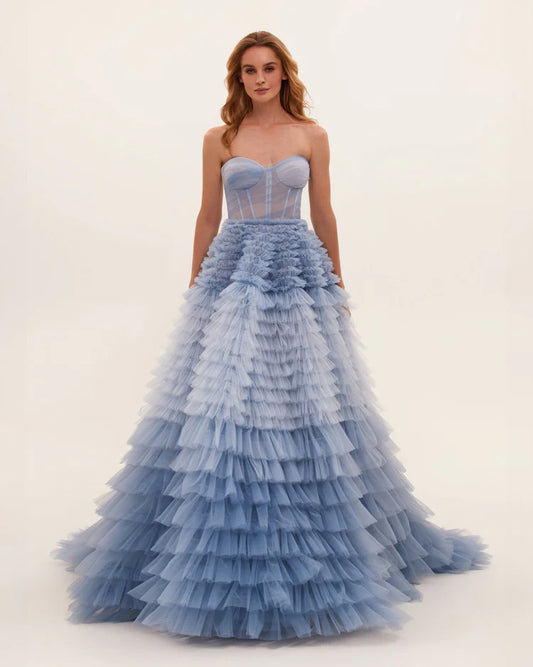 Bluebell Strapless Frill Layered Fluffy Dress