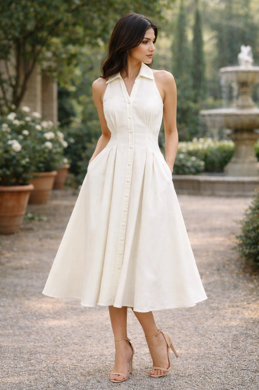 Porcelain Shirt Dress with Button Down Edit