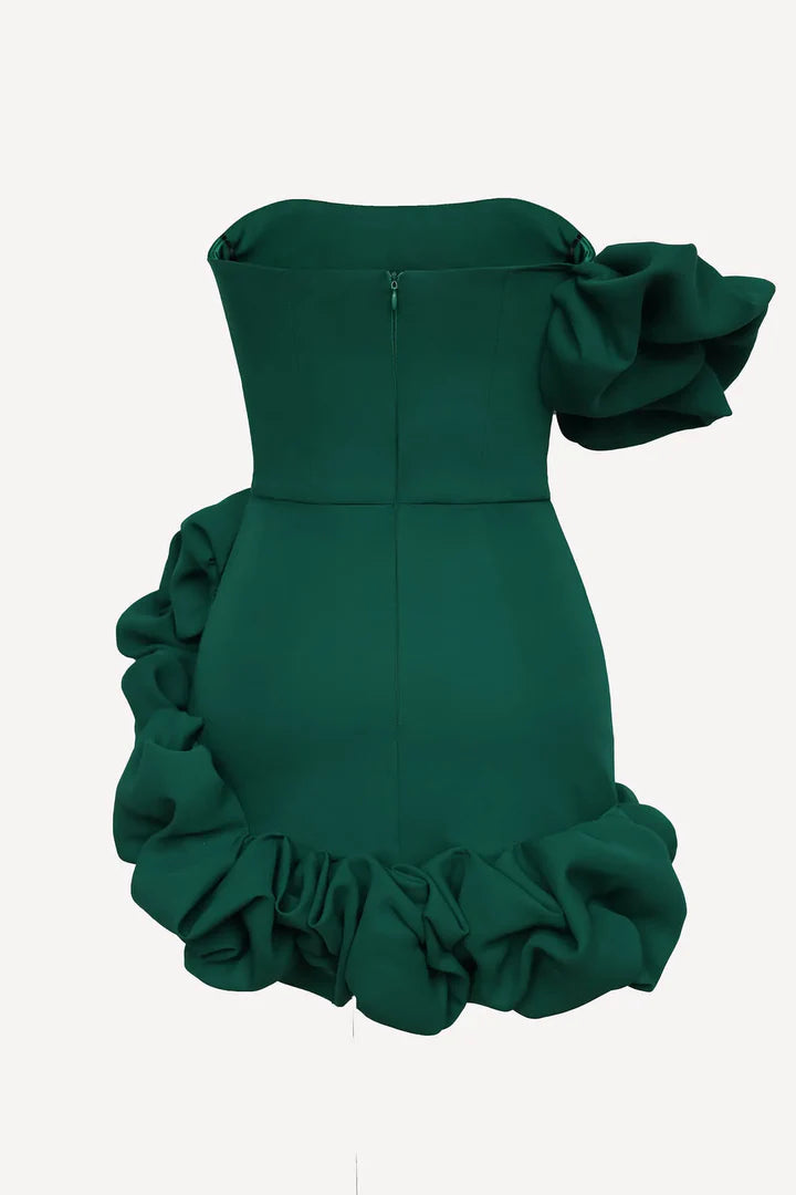 Bustier Olive Dress Flora Bottom One Shoulder