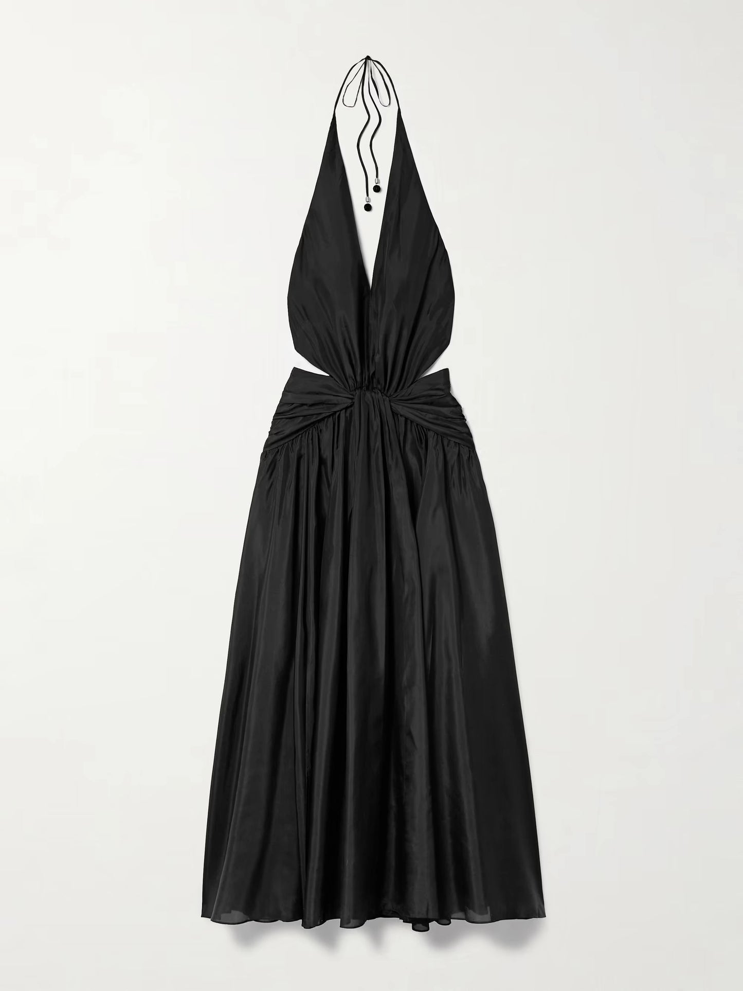 Halterneck Backless Draped Silk Dress