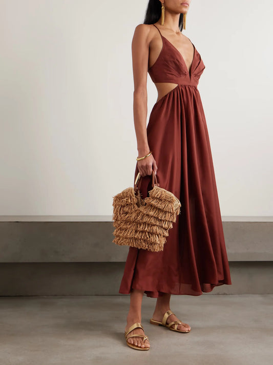 Elysian Cutout Poplin Maxi Dress