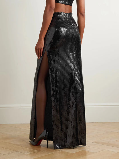 Galvan Sequin Side Slit Skirt